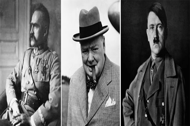 J. Pilsudski, W. Churchill y A. Hitler