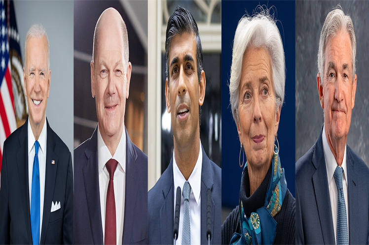 Joe Biden, Olaf Scholtz, Rishi Sunak, Christine Lagarde, Jerome Powell