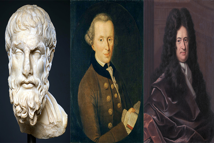 Epicuro, Kant y Leibniz
